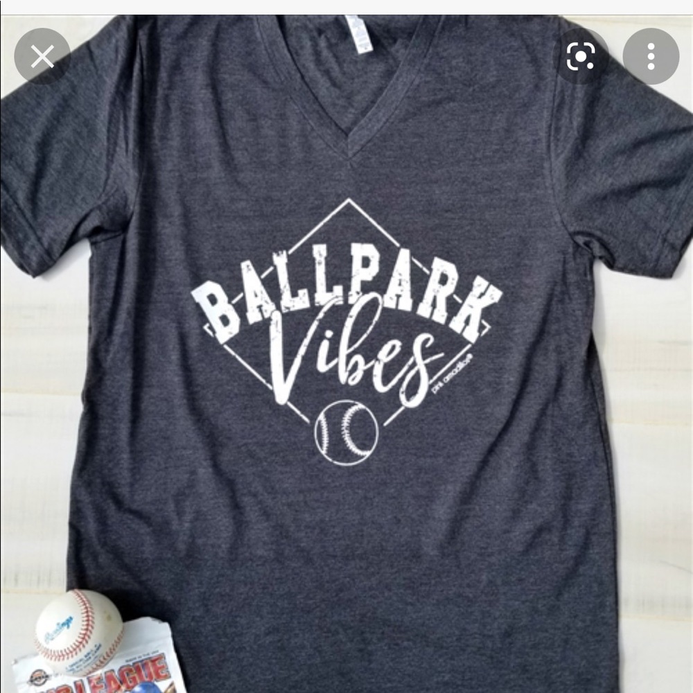Ballpark Vibes graphic baseball v-neck women’s T-shirt